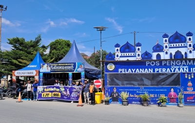 Yamaha Bersama Polres Toba Dirikan Pos Jaga Lebaran Idul Fitri