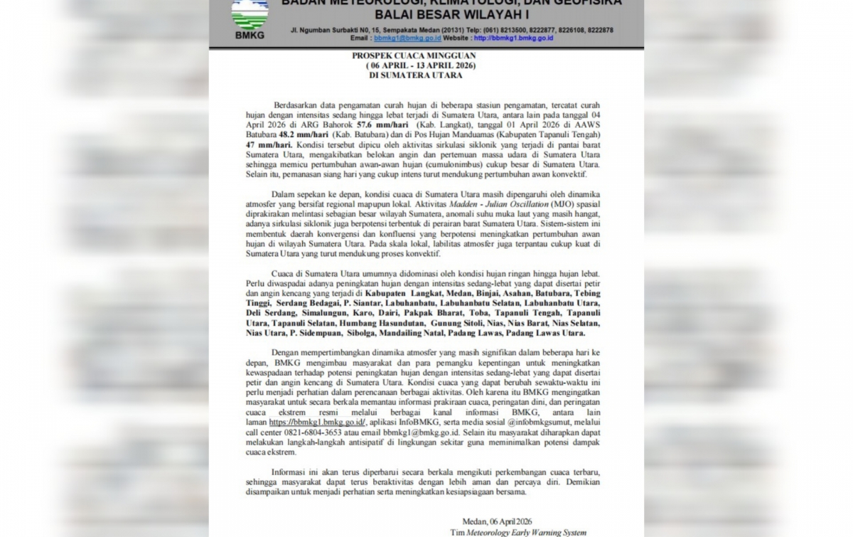 BPBD Samosir Imbau Warga Waspada Cuaca Ekstrem