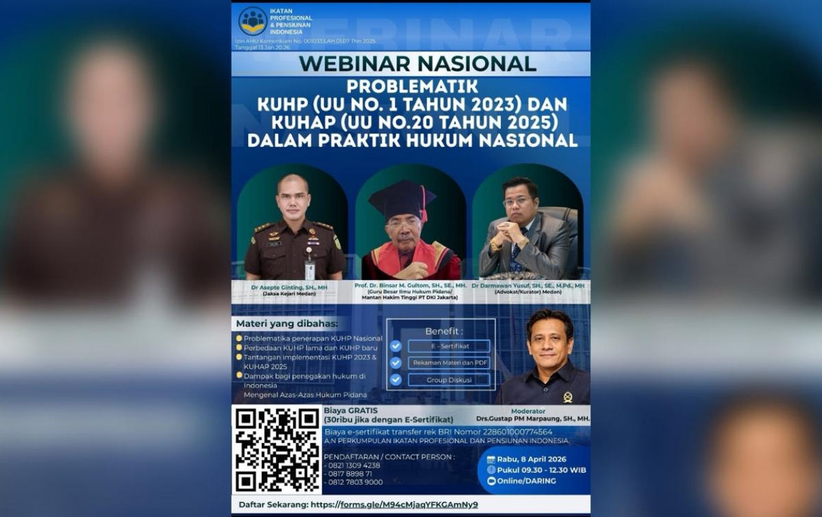 Webinar Hukum IPPI, Darmawan Yusuf Soroti Tajam Problematika KUHP 2023 dan KUHAP 2025