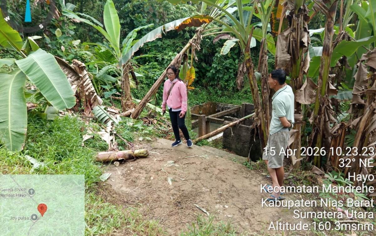 BPBD Nias Barat Tinjau Lokasi Longsor di Desa Hayo, Rumah Warga Terancam