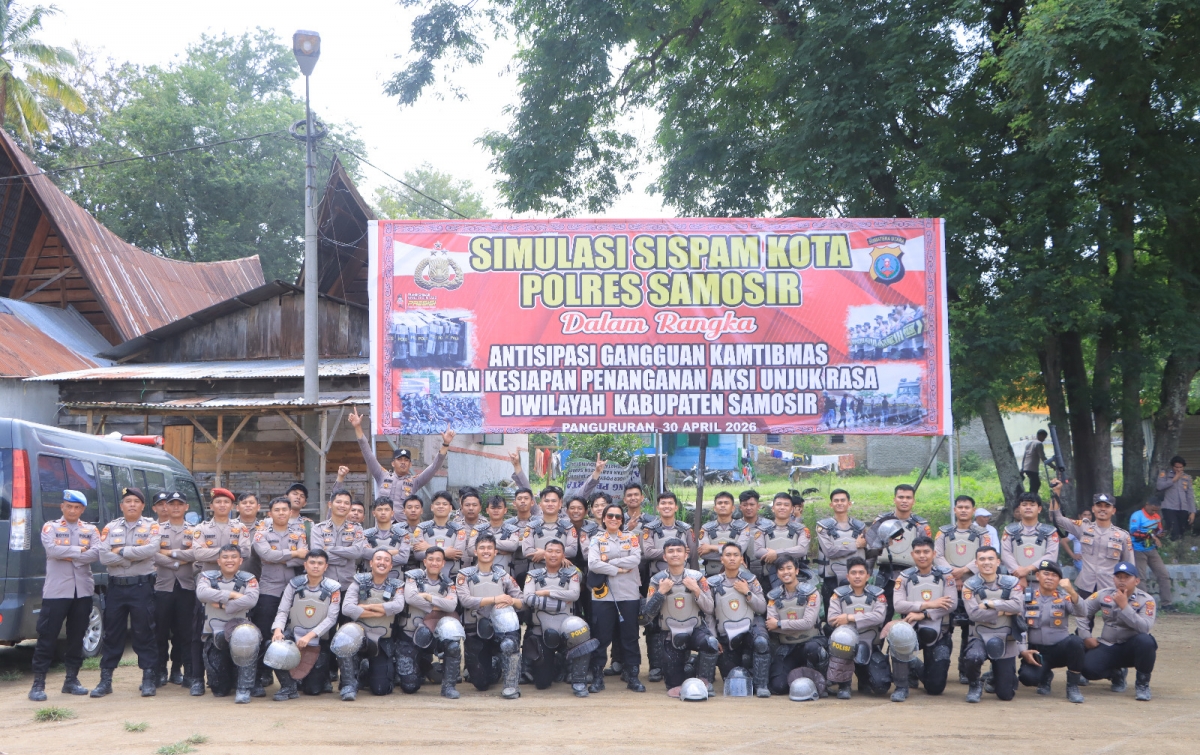Polres Samosir Matangkan Pengamanan May Day 2026 Lewat Simulasi Sispamkota