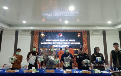 Polres Asahan Musnahkan 10 Kg Sabu dan 827 Vape Liquid 
