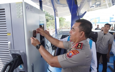Polda Sumut Jadi Pionir, SPKLU PLN Presisi Ultra Fast Charging Pertama di Lingkungan Polri Resmi Beroperasi