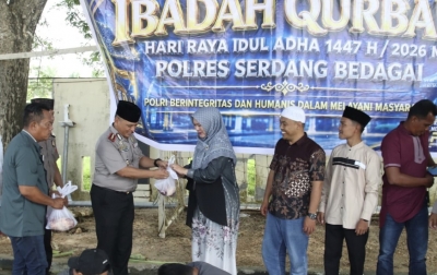 Wujud Nyata Polri Humanis: Polres Sergai Sembelih 21 Hewan Qurban dan Berbagi Berkah Idul Adha 1447 H