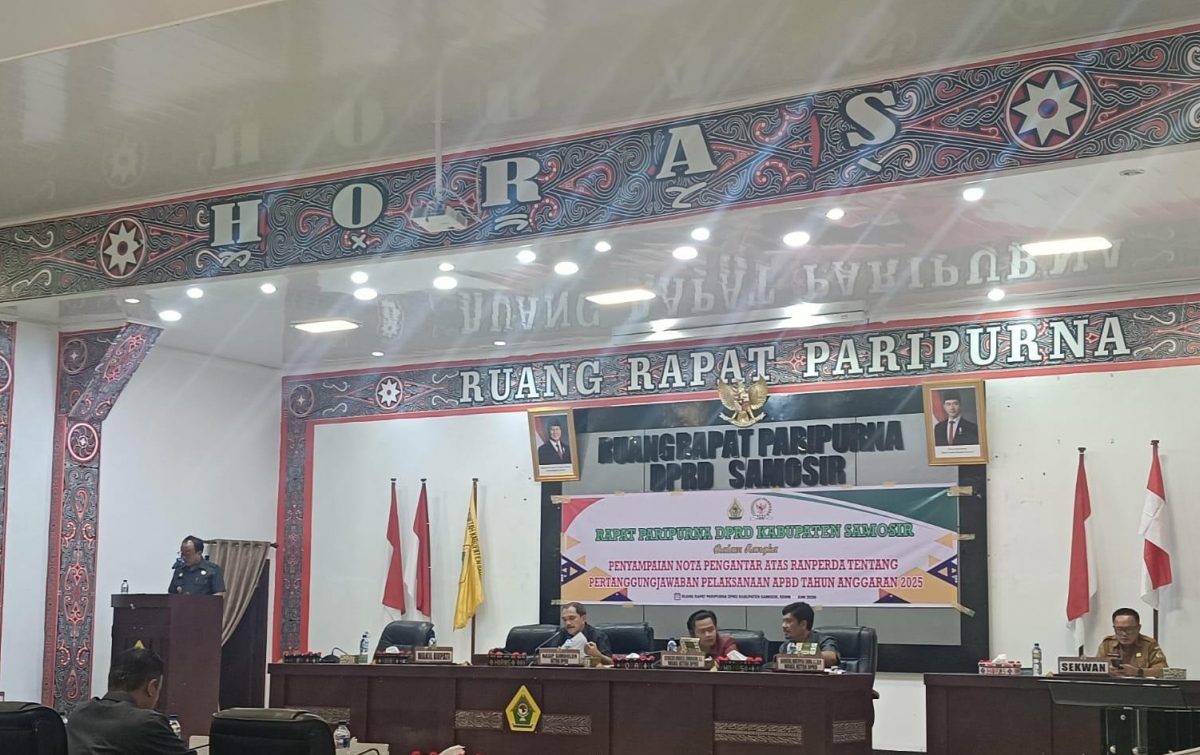 DPRD Samosir Gelar Paripurna Penyampaian Ranperda Pertanggungjawaban APBD 2025