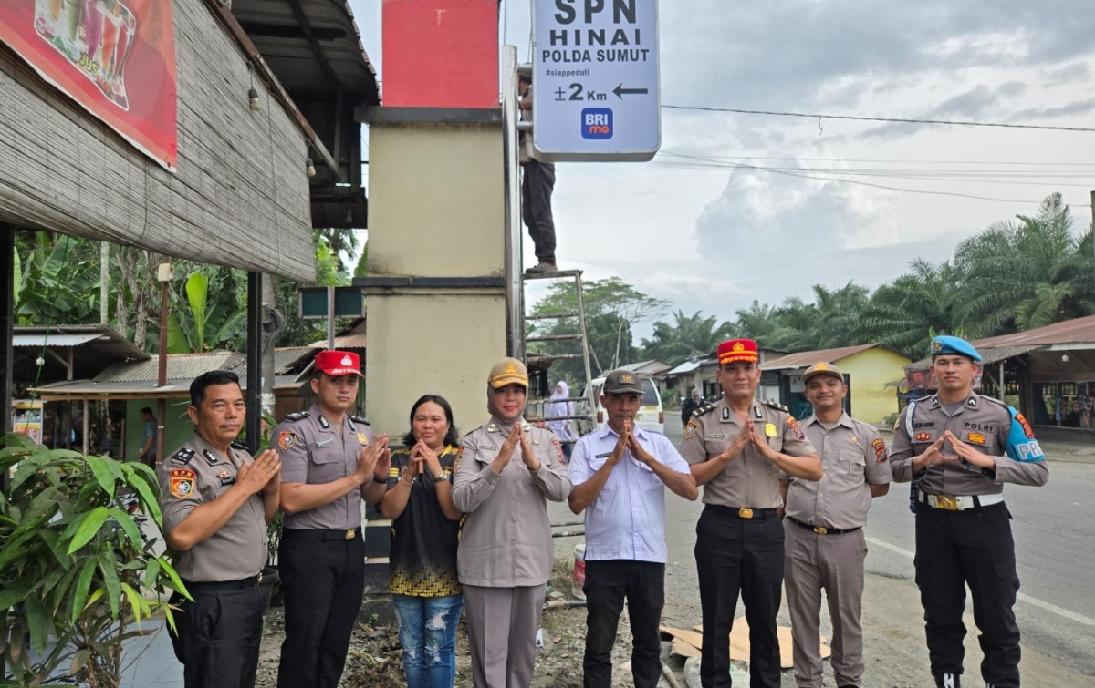 KA SPN Hinai Apresiasi Kepedulian BRI Stabat Pasang Pylon Penunjuk Arah SPN Polda Sumut