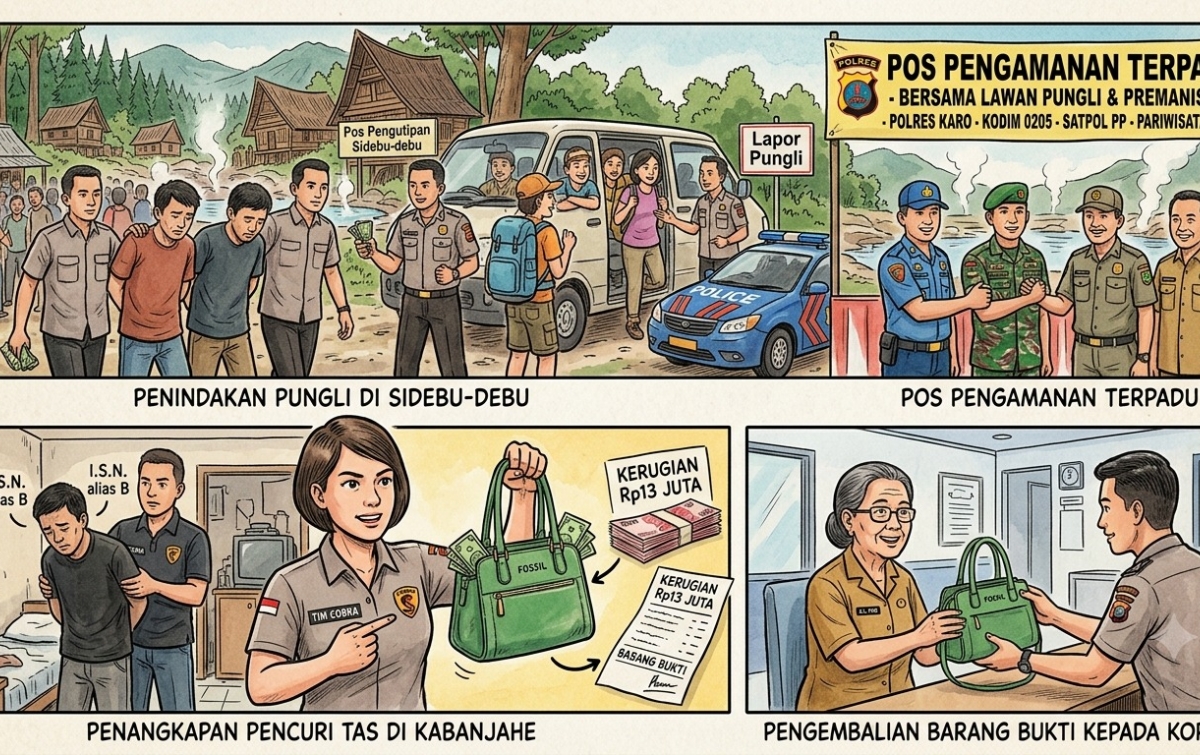 Kurang dari 24 Jam, Polres Karo Gulung Pelaku Pungli Pemandian Air Panas Sidebu-debu dan Pencuri Uang Rp13 Juta