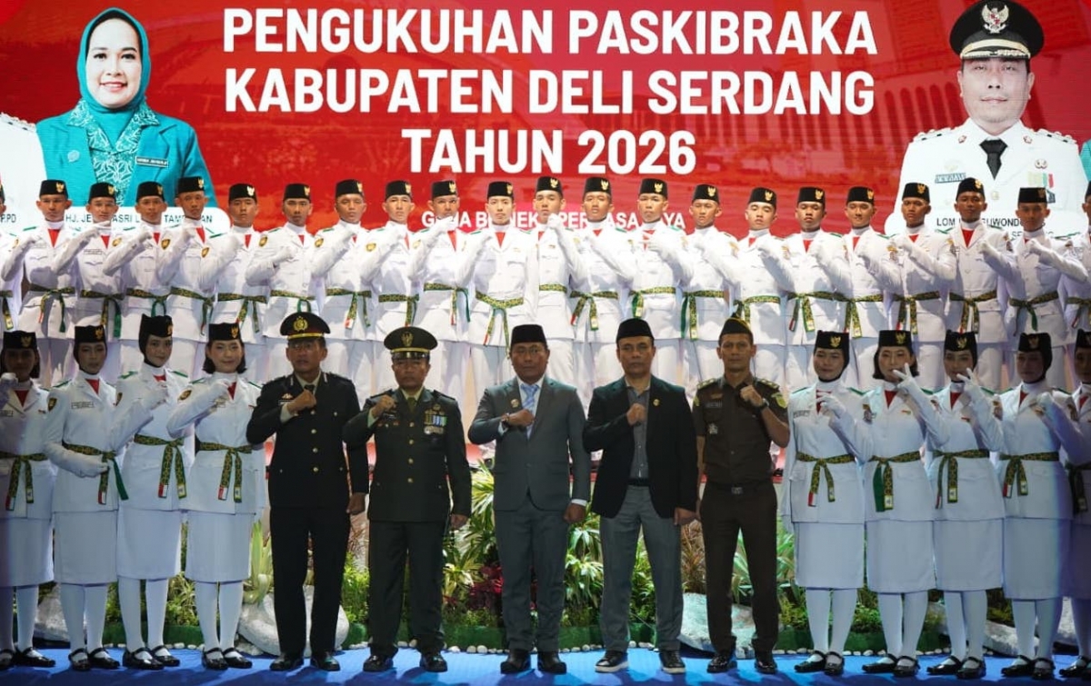 Wakil Bupati Kukuhkan 45 Paskibraka Kabupaten Deli Serdang