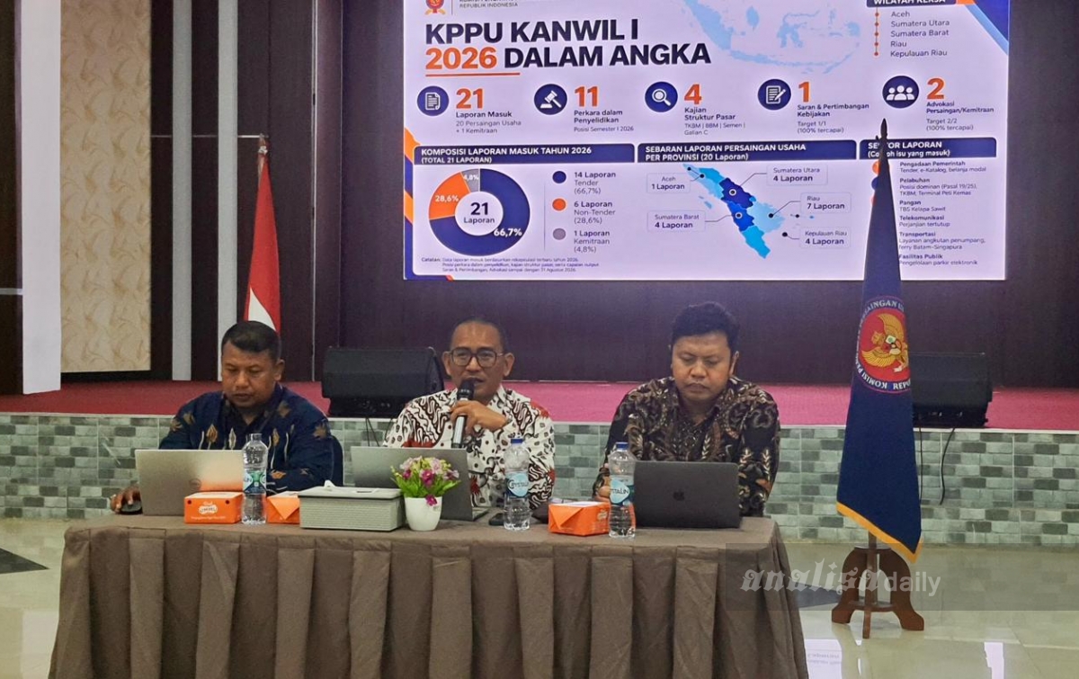 KPPU Kanwil I Terima 21 Laporan Persaingan Usaha Sepanjang 2026, Kasus Tender Pemerintah Masih Mendominasi