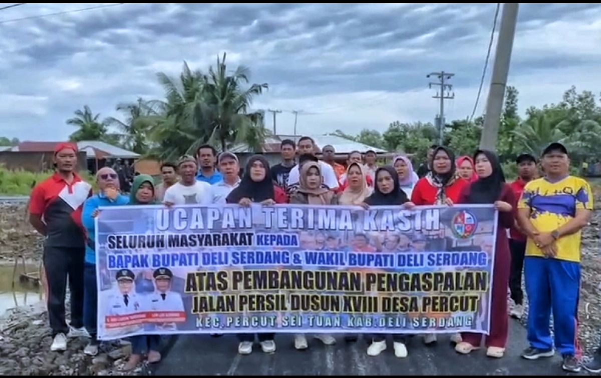 Puluhan Tahun Rusak, Jalan Persil Dusun XVIII Desa Percut Diaspal