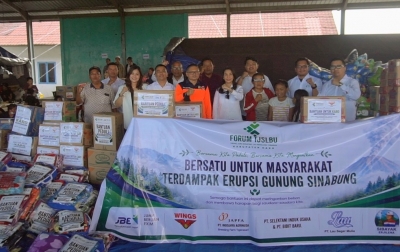 TJSLBU Karo Bergerak, Dunia Usaha Salurkan Bantuan untuk Warga Terdampak Erupsi Sinabung