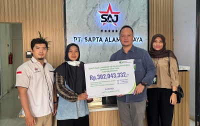 BPJS Ketenagakerjaan Binjai Serahkan Santunan Rp302 Juta kepada Ahli Waris Karyawan SAJ