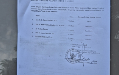 BWI Sumut Diminta Jelaskan Perbedaan Dokumen Nazhir Wakaf Masjid Agung Medan